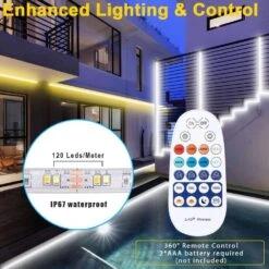 50 Ft. 3000k-6500k Hardwired Warm White Integrated LED Strip Lights, IP67 Waterproof LED Light With App Remote Control -Lamp Parts bibivis led strip lights nk49 v6u 1f 1000