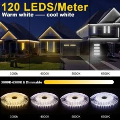 50 Ft. 3000k-6500k Hardwired Warm White Integrated LED Strip Lights, IP67 Waterproof LED Light With App Remote Control -Lamp Parts bibivis led strip lights nk49 v6u 40 1000