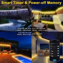 50 Ft. 3000k-6500k Hardwired Warm White Integrated LED Strip Lights, IP67 Waterproof LED Light With App Remote Control -Lamp Parts bibivis led strip lights nk49 v6u 44 1000