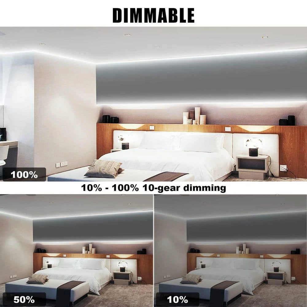 32.8 Ft. AC/DC 6500 K Dimmable Daylight White Hardwired Integrated Led Strip Light With RF Remote, Adhesive Tape Light 8 32.8 Ft. AC/DC 6500 K Dimmable Daylight White Hardwired Integrated Led Strip Light With RF Remote, Adhesive Tape Light - Image 6