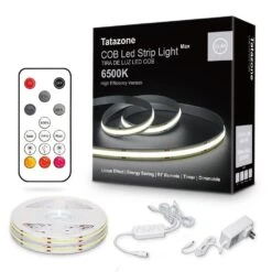 32.8 Ft. ‎AC/DC 6500 K Dimmable Daylight White Hardwired Integrated Led Strip Light With RF Remote, Adhesive Tape Light