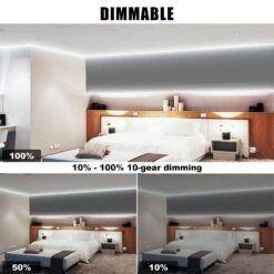 16.4 Ft. ‎AC/DC 6500K Dimmable Daylight White Hardwired Integrated Led Strip Lights With RF Remote, Adhesive Tape Light -Lamp Parts bibivis led strip lights ro01 s6y 1f 1000