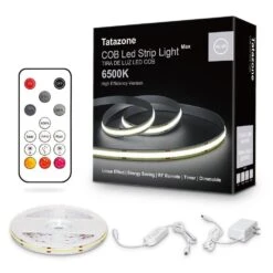 16.4 Ft. ‎AC/DC 6500K Dimmable Daylight White Hardwired Integrated Led Strip Lights With RF Remote, Adhesive Tape Light