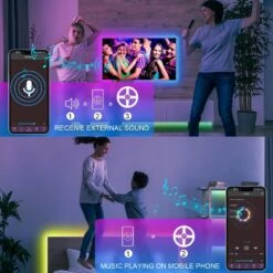 200 Ft. Hardwired Waterproof IP68 Outdoor Integrated LED Strip Lights, RGB Rope Lights Music Sync With Remote And App -Lamp Parts bibivis led strip lights sq54 x7n 40 1000