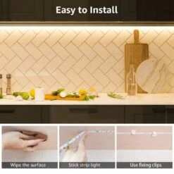 White 32.8 Ft. Hardwired Vanity Tape Lights, 300 Integrated LED Strip Light With 3M Adhesive For Kitchen Under Cabinet -Lamp Parts bibivis led strip lights tu09 e3u 1f 1000