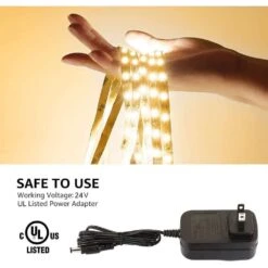 White 32.8 Ft. Hardwired Vanity Tape Lights, 300 Integrated LED Strip Light With 3M Adhesive For Kitchen Under Cabinet -Lamp Parts bibivis led strip lights tu09 e3u 44 1000