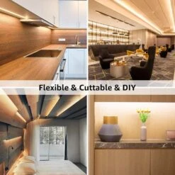 White 32.8 Ft. Hardwired Vanity Tape Lights, 300 Integrated LED Strip Light With 3M Adhesive For Kitchen Under Cabinet -Lamp Parts bibivis led strip lights tu09 e3u c3 1000