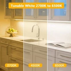 16.4 Ft. Tunable White Hardwired COB Integrated LED Strip Lights, Dimmable High Density Uniform Tape Light For Cabinet -Lamp Parts bibivis led strip lights vg3g 2s5 40 1000