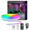 16.4 Ft. Hardwired RGB Integrated LED Strip Lights, Outdoor IP67 Waterproof Music Syncing Flexible DIY Design For Gaming