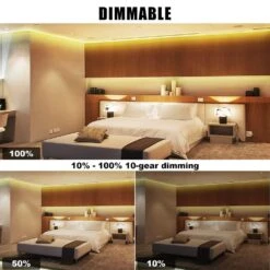 32.8 Ft. AC/DC 3000K Dimmable Warm White Hardwired Integrated LED Strip Lights With RF Remote, Adhesive Tape Light 15 32.8 Ft. AC/DC 3000K Dimmable Warm White Hardwired Integrated LED Strip Lights With RF Remote, Adhesive Tape Light -Lamp Parts bibivis led strip lights wm69 s2q 1f 1000