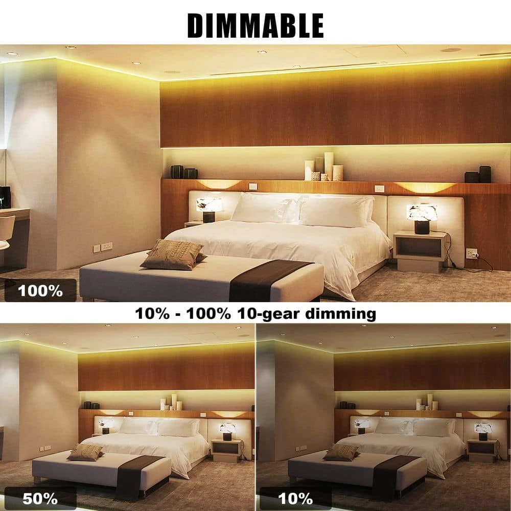 32.8 Ft. AC/DC 3000K Dimmable Warm White Hardwired Integrated LED Strip Lights With RF Remote, Adhesive Tape Light 8 32.8 Ft. AC/DC 3000K Dimmable Warm White Hardwired Integrated LED Strip Lights With RF Remote, Adhesive Tape Light - Image 6