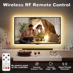 32.8 Ft. AC/DC 3000K Dimmable Warm White Hardwired Integrated LED Strip Lights With RF Remote, Adhesive Tape Light 14 32.8 Ft. AC/DC 3000K Dimmable Warm White Hardwired Integrated LED Strip Lights With RF Remote, Adhesive Tape Light -Lamp Parts bibivis led strip lights wm69 s2q 4f 1000