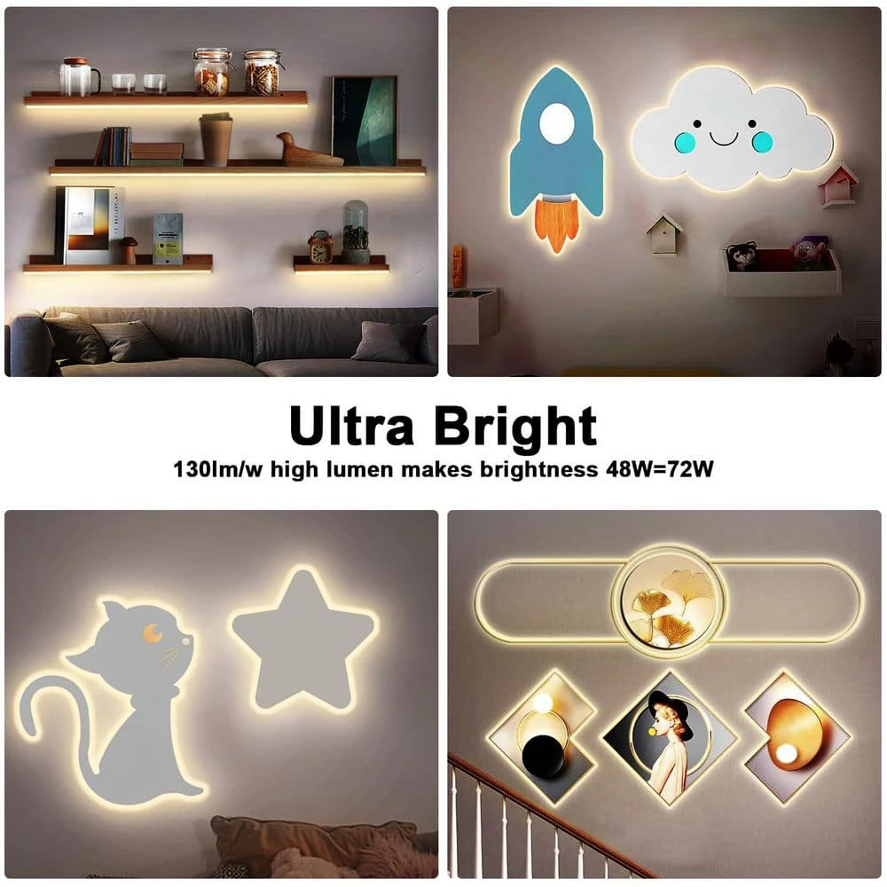 32.8 Ft. AC/DC 3000K Dimmable Warm White Hardwired Integrated LED Strip Lights With RF Remote, Adhesive Tape Light 6 32.8 Ft. AC/DC 3000K Dimmable Warm White Hardwired Integrated LED Strip Lights With RF Remote, Adhesive Tape Light - Image 4