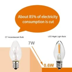 0.6-Watt Warm White 2200K C7 Candelabra LED Night Light Bulb, E12 Chandelier Base, 50LM Dimmable (25-Pack) -Lamp Parts bibivis night lights yb64 z7f 4f 1000