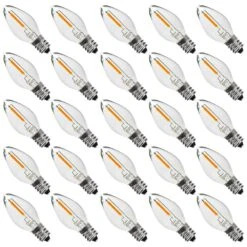 0.6-Watt Warm White 2200K C7 Candelabra LED Night Light Bulb, E12 Chandelier Base, 50LM Dimmable (25-Pack)