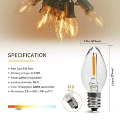 0.6-Watt Warm White 2200K C7 Candelabra LED Night Light Bulb, E12 Chandelier Base, 50LM Dimmable (25-Pack) -Lamp Parts bibivis night lights yb64 z7f c3 1000
