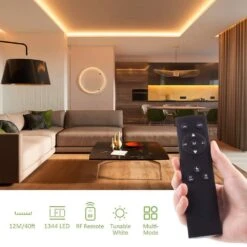 40 Ft. Warm White LED Strip Light Kit Dimmable 3000K-6500K 24-Volt Tape Light With RF Remote Flexible Rope LED Ribbon -Lamp Parts bibivis under cabinet lighting accessories bb35 s4t 40 1000