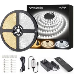 40 Ft. Warm White LED Strip Light Kit Dimmable 3000K-6500K 24-Volt Tape Light With RF Remote Flexible Rope LED Ribbon