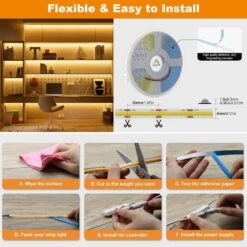 16.4 Ft. Dimmable 24-Volt COB 2400 Light Beads Super Bright Warm White 2700K LED Light Belt Set -Lamp Parts bibivis under cabinet lighting accessories be08 o9f 1f 1000