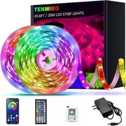 65.6 Ft. RGB Color Changing Led Strip Lights With 44 Keys Ir Remote Led Lights For Bedroom, Kitchen, Home Decoration