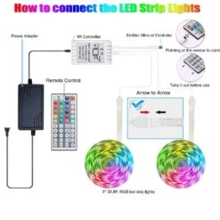 32.8 Ft. RGB LED Smart Music Sync Color Changing Led Strip Lights With Remote Led Lights For Bedroom, Room, TV, Party -Lamp Parts bibivis under cabinet lighting accessories ew77 w6d 44 1000