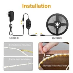 32.8 Ft. Warm Dimmable LED Strip Lighting, Non-Waterproof 3000K 5m 12V Tape Light For Home, Kitchen, Under Cabinet -Lamp Parts bibivis under cabinet lighting accessories gv84 m4x 4f 1000