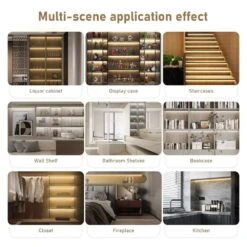 Led Light Strip Kit With 6 Output Ports, 5m Cuttable Warm White 3000K COB Strip, Bulkhead Hand Switch And Dimmer -Lamp Parts bibivis under cabinet lighting accessories ht90 d9w 31 1000