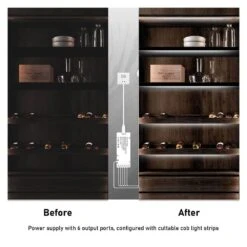 Led Light Strip Kit With 6 Output Ports, 5m Cuttable Warm White 3000K COB Strip, Bulkhead Hand Switch And Dimmer -Lamp Parts bibivis under cabinet lighting accessories ht90 d9w 40 1000