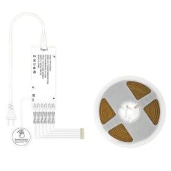 Led Light Strip Kit With 6 Output Ports, 5m Cuttable Warm White 3000K COB Strip, Bulkhead Hand Switch And Dimmer