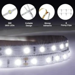 16.4 Ft. Dimmable 300 LED Light Strip, 6000K Daylight White Strip Lighting, 5M 12-Volt Ribbon Rope Light -Lamp Parts bibivis under cabinet lighting accessories hz74 m4l 40 1000
