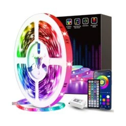 50 Ft. RGB LED Smart Music Sync Color Changing Led Strip Lights With Remote Led Lights For Bedroom, Room, TV, Party