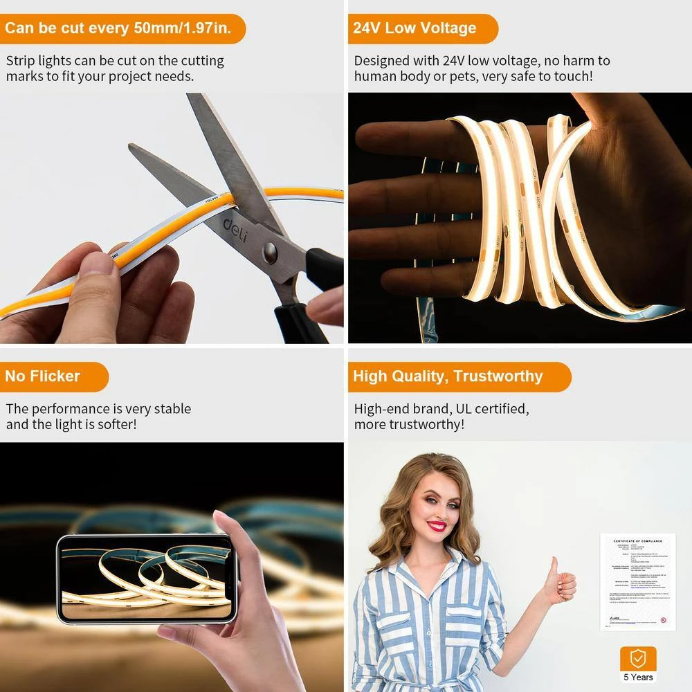 32.8 Ft. Dimmable 24-Volt 2 Amp/48-Watt 4800-Light Beads Super Bright Warm White 2700K LED Light Belt Set 7 32.8 Ft. Dimmable 24-Volt 2 Amp/48-Watt 4800-Light Beads Super Bright Warm White 2700K LED Light Belt Set - Image 5