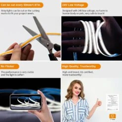 16.4 Ft. Dimmable 24-Volt 2A/48-Watt 2400 Cob LED Strip Light Beads Super Bright Warm White 6000K LED Light Belt Set -Lamp Parts bibivis under cabinet lighting accessories ov03 j1k 1f 1000