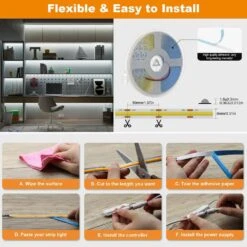 16.4 Ft. Dimmable 24-Volt 2A/48-Watt 2400 Cob LED Strip Light Beads Super Bright Warm White 6000K LED Light Belt Set -Lamp Parts bibivis under cabinet lighting accessories ov03 j1k 44 1000