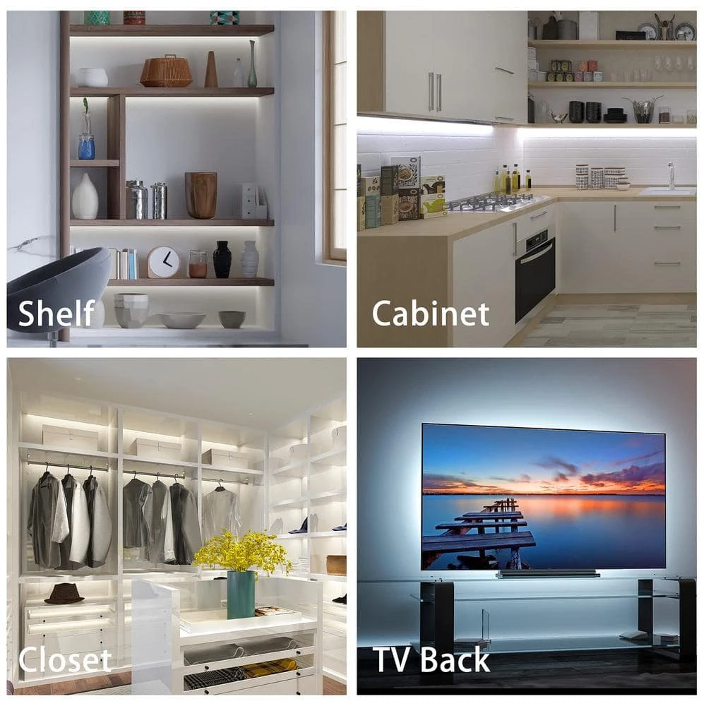 13 Ft. Under Cabinet Lighting Kit, 6000K Neutral White Flexible Led Strip Lights With RF Remote, Power Adapter (8-Pack) 8 13 Ft. Under Cabinet Lighting Kit, 6000K Neutral White Flexible Led Strip Lights With RF Remote, Power Adapter (8-Pack) - Image 6