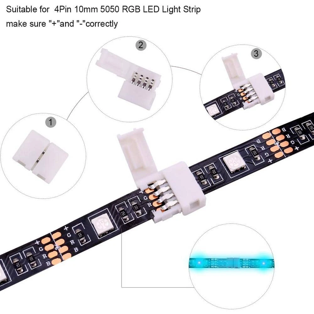 3.3 Ft. 4-pin LED Strip Connector Kit Includes LED Connectors L Shape For Strip Lights 9 3.3 Ft. 4-pin LED Strip Connector Kit Includes LED Connectors L Shape For Strip Lights - Image 7