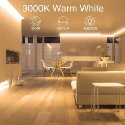 16.4 Ft. Warm Dimmable LED Strip Lighting, Non-Waterproof 3000K 5 M 12-Volt Tape Light For Home, Kitchen, Under Cabinet -Lamp Parts bibivis under cabinet lighting accessories xx72 c6c 31 1000