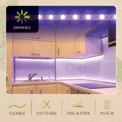 Multicolor Plug-In 3 Ft. Plug-In Integrated LED Dimmable Linkable Strip Light Kit With Remote -Lamp Parts birchlighting led strip lights 341310 1f 1000