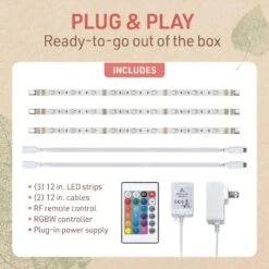 Multicolor Plug-In 3 Ft. Plug-In Integrated LED Dimmable Linkable Strip Light Kit With Remote -Lamp Parts birchlighting led strip lights 341310 c3 1000