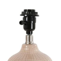 18.9 In. Bisque Table Lamps With Rattan Shade, Living Room Ceramic Lamp (Set Of 2) -Lamp Parts bisque pia ricco table lamps 2002gc 2pk 1f 1000