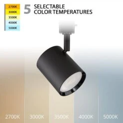 Charge Black 5CCT Integrated LED Ceiling Hardwired Fixed Track Cylinder Head, H Track (12-Pack) -Lamp Parts black 12 pack wac limited track lighting heads h 8010 cs bk 12 c3 1000