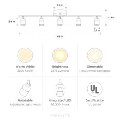 Shura Black 5-Light Track Light With Rotatable Heads, Integrated LED Bulbs, 4 Ft. Track Lighting Kit, 3500K, 2275 Lumens -Lamp Parts black 3500 vidalite track lighting kits ce1060212 76 1000