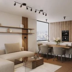 Shura Black 4-Light Track Light With Rotatable Heads, Integrated LED Bulbs, 4 Ft. Track Lighting Kit, 3500K, 1820 Lumens -Lamp Parts black 3500k vidalite track lighting kits ce1060220 31 1000