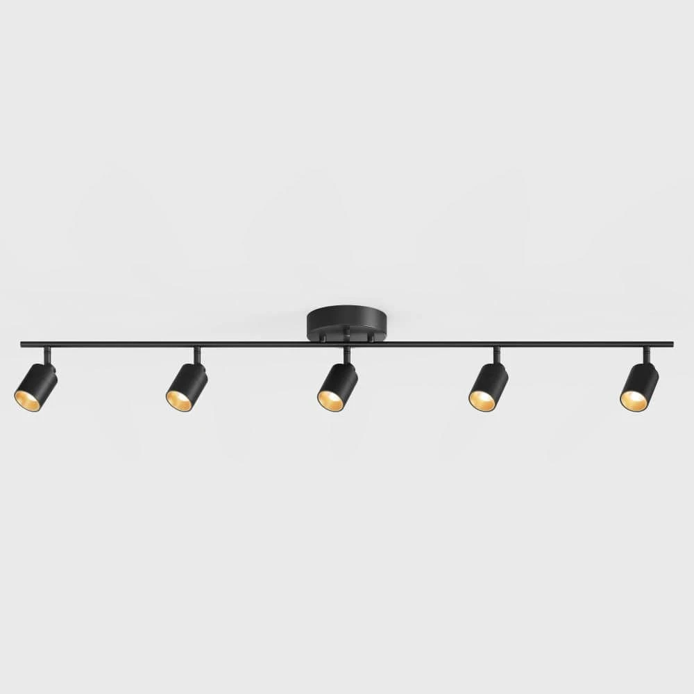 Shura Black 5-Light Track Light With Rotatable Heads, Integrated LED Bulbs, 4 Ft. Track Lighting Kit, 4000K, 2275 Lumens 5 Shura Black 5-Light Track Light With Rotatable Heads, Integrated LED Bulbs, 4 Ft. Track Lighting Kit, 4000K, 2275 Lumens - Image 3