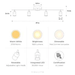 Shura Black 5-Light Track Light With Rotatable Heads, Integrated LED Bulbs, 4 Ft. Track Lighting Kit, 4000K, 2275 Lumens 22 Shura Black 5-Light Track Light With Rotatable Heads, Integrated LED Bulbs, 4 Ft. Track Lighting Kit, 4000K, 2275 Lumens -Lamp Parts black 4000k vidalite track lighting kits ce1060213 76 1000