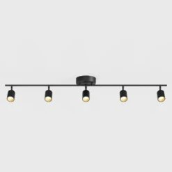 Shura Black 5-Light Track Light With Rotatable Heads, Integrated LED Bulbs, 4 Ft. Track Lighting Kit, 5000K, 2275 Lumens -Lamp Parts black 5000k vidalite track lighting kits ce1060214 4f 1000