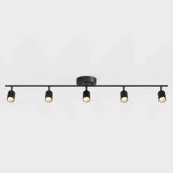 Shura Black 5-Light 5CCT Track Light, 5 Color Selectable, Integrated LED Bulbs, 4 Ft Track Light Kit, 2275 Lumen -Lamp Parts black 5cct vidalite track lighting kits ce1060200 4f 1000