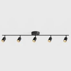 Shura Black 5-Light 5CCT Track Light, 5 Color Selectable, Integrated LED Bulbs, 4 Ft Track Light Kit, 2275 Lumen