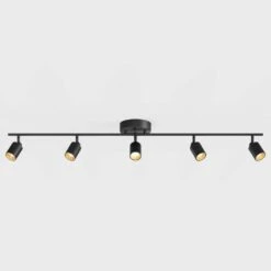 Shura Black 5-Light 5CCT Track Light, 5 Color Selectable, Integrated LED Bulbs, 4 Ft Track Light Kit, 2275 Lumen -Lamp Parts black 5cct vidalite track lighting kits ce1060200 c3 1000