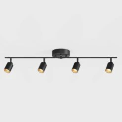 Shura Black 4-Light 5CCT Track Light, 5 Color Selectable, Integrated LED Bulbs, 3 Ft Track Light Kit, 1820 Lumen -Lamp Parts black 5cct vidalite track lighting kits ce1060202 66 1000